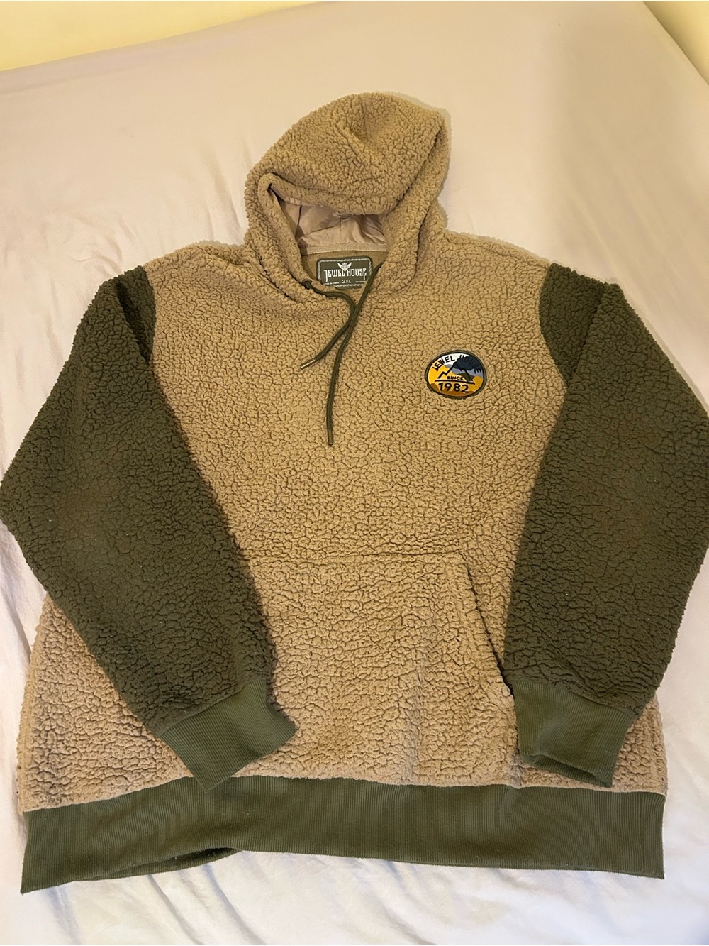 Jewel House Teddy Bear Hoodie 2XL Beige & Green Gorpcore